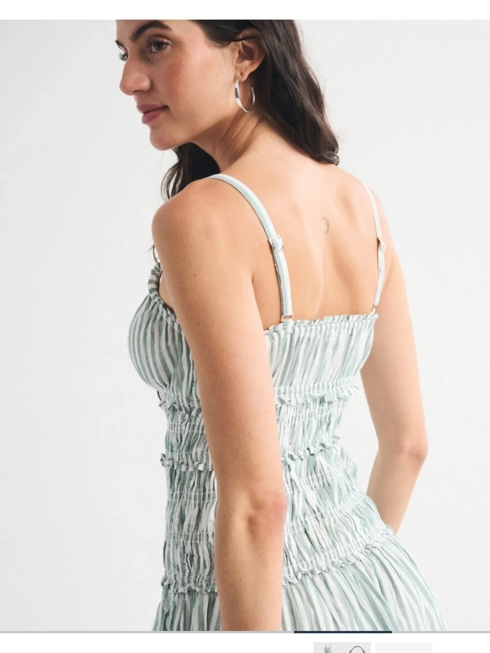 Abercrombie & Fitch Mint Green and White Striped Maxi Dress